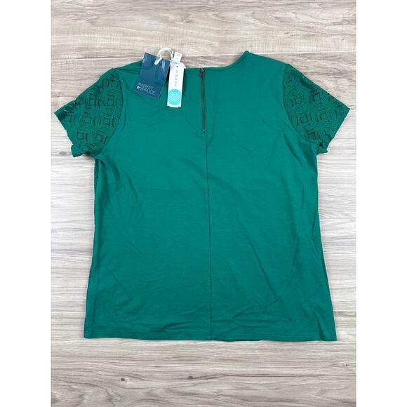 Market & Spruce Hans Mixed Material Top - Green - Large - Picture 2 of 4